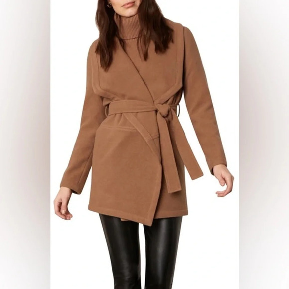 BB Dakota Felt Cute Might Cozy Coat Jacket Steve Madden Wrap Camel Revolve XS - Picture 10 of 14